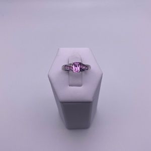 10k white gold pink topaz ring